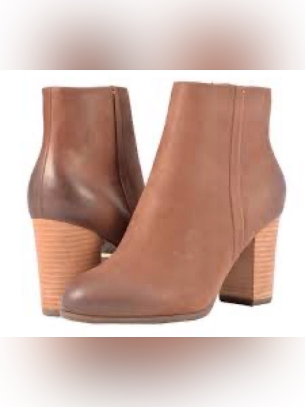 Vionic Womens Size 8  brown Leather Kennedy Side Zip Block Heel Bootie Boots
